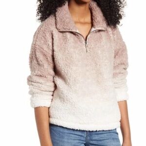 THREAD & SUPPLY NWT Wubby Sherpa Fleece Pullover Jacket in Cream and Gray